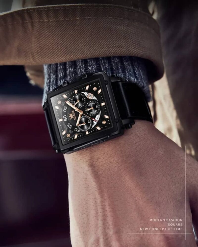 Oleves square face leather wristwatch - Image 4